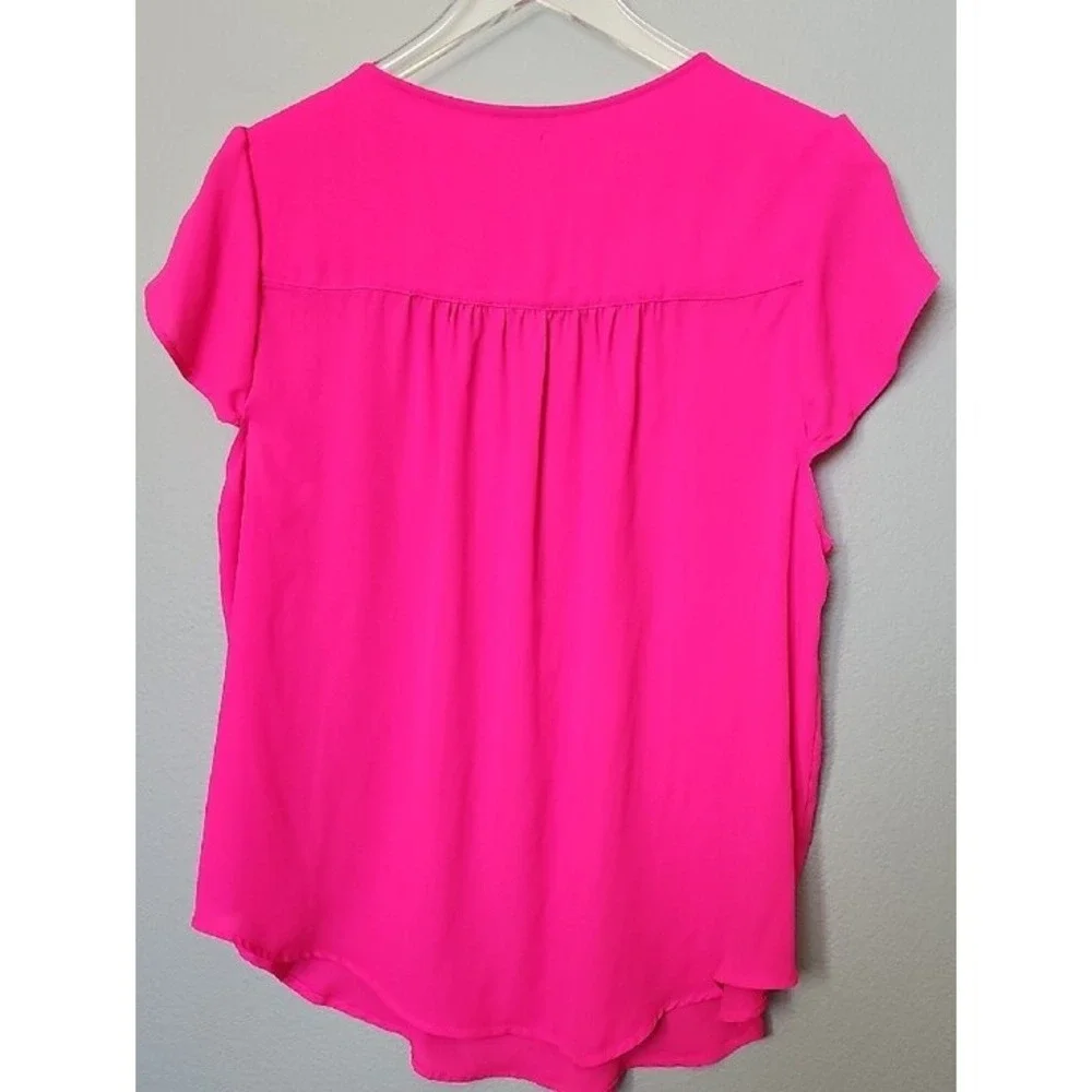 Torrid Harper Blouse Hot Pink Flutter Tulip Sleeve Chiffon V-Neck Size 0 XL